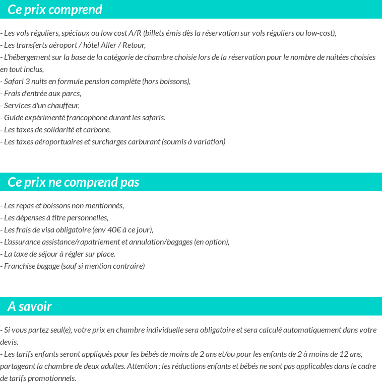 Conditions tarifaires