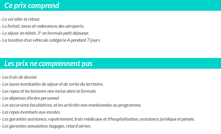 Conditions tarifaires