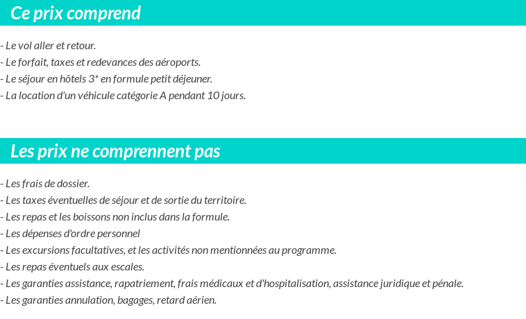 Conditions tarifaires