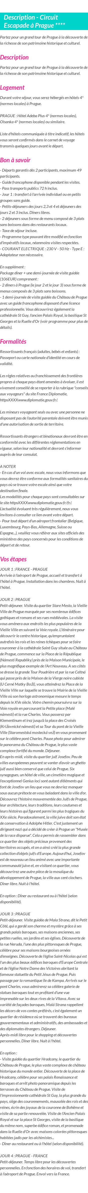 Détails du séjour