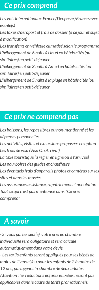 Conditions tarifaires