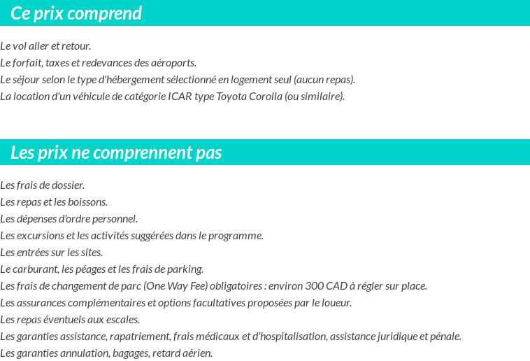 Conditions tarifaires