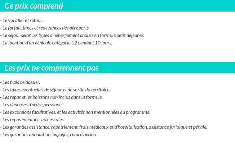 Conditions tarifaires