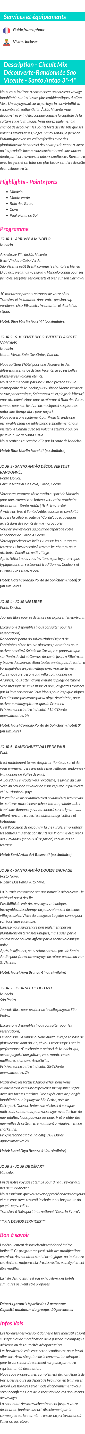 Détails du séjour