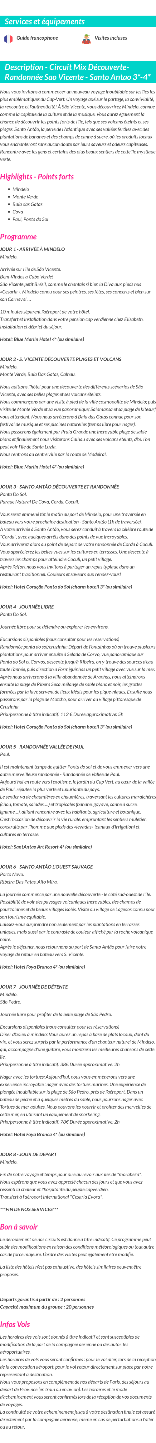 Détails du séjour