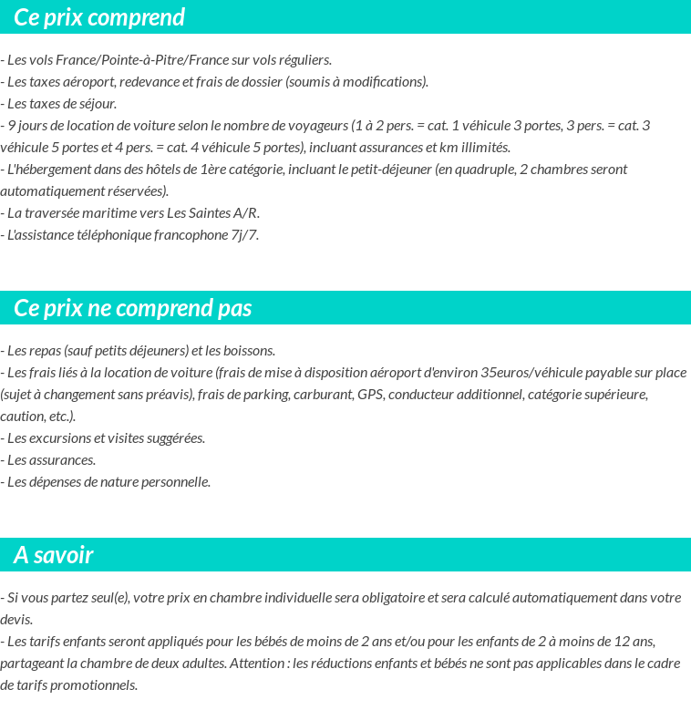 Conditions tarifaires