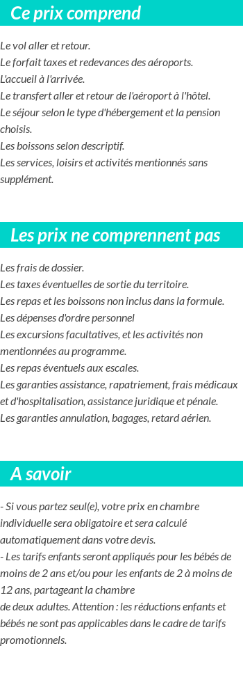 Conditions tarifaires