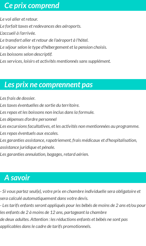 Conditions tarifaires