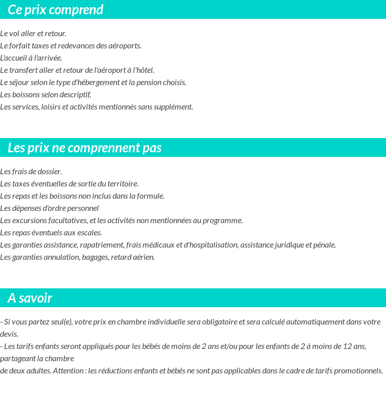 Conditions tarifaires