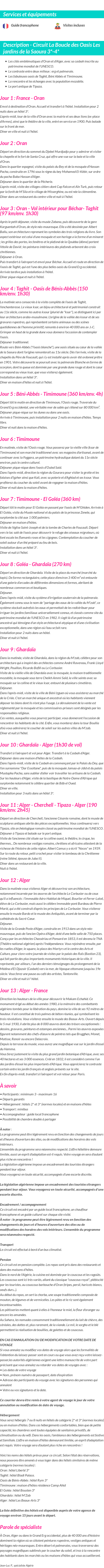 Détails du séjour