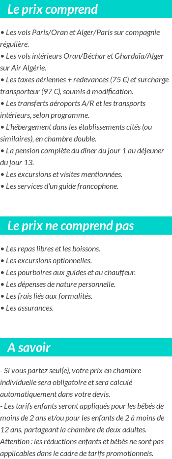 Conditions tarifaires