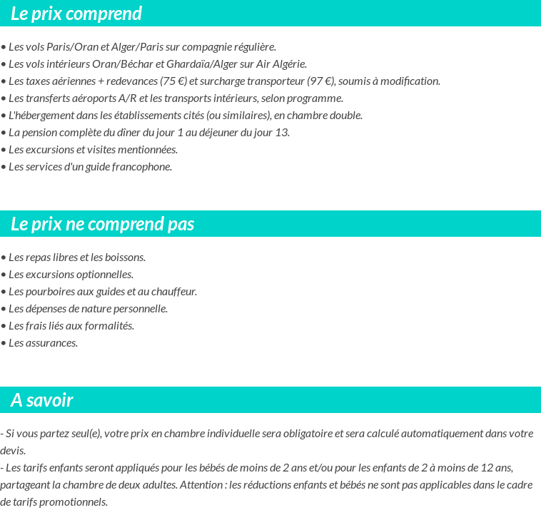 Conditions tarifaires