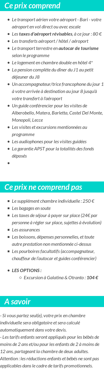 Conditions tarifaires