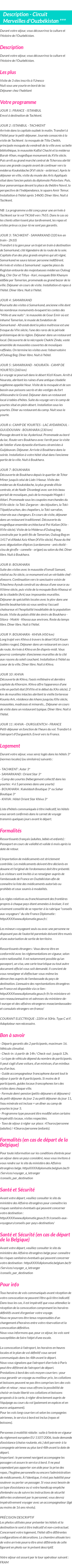 Détails du séjour