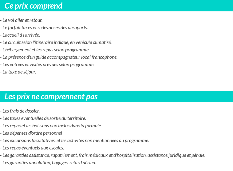 Conditions tarifaires