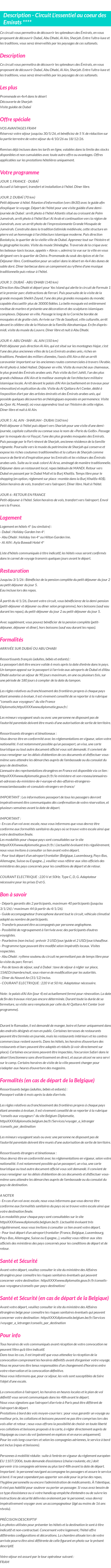 Détails du séjour