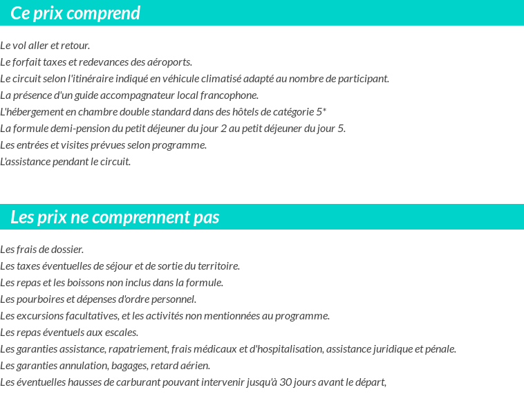 Conditions tarifaires