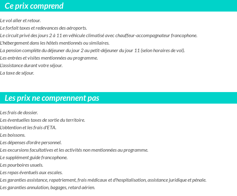 Conditions tarifaires