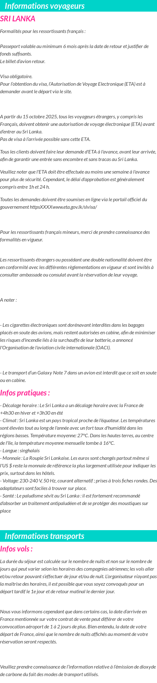 Formalités et infos voyageurs