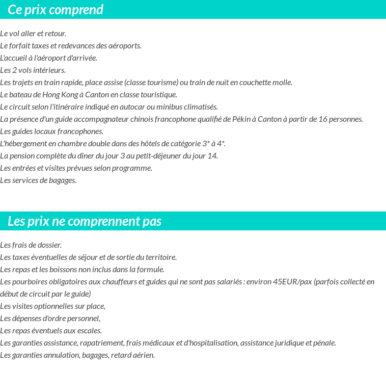 Conditions tarifaires