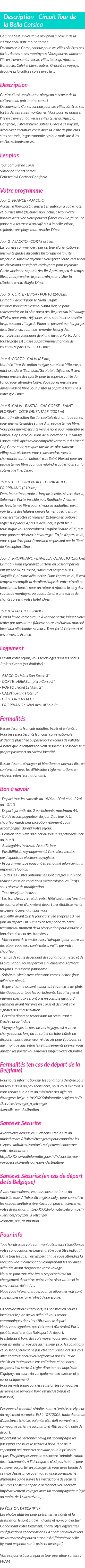 Détails du séjour