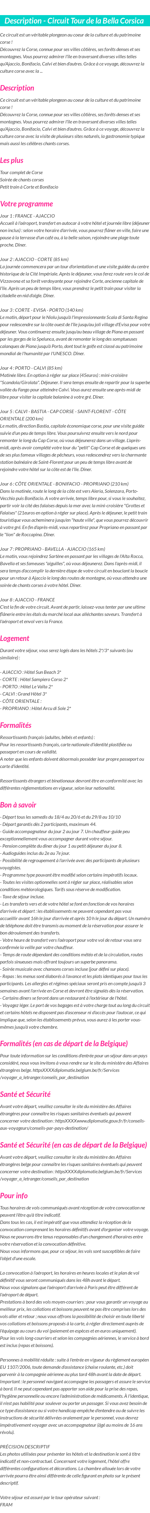 Détails du séjour