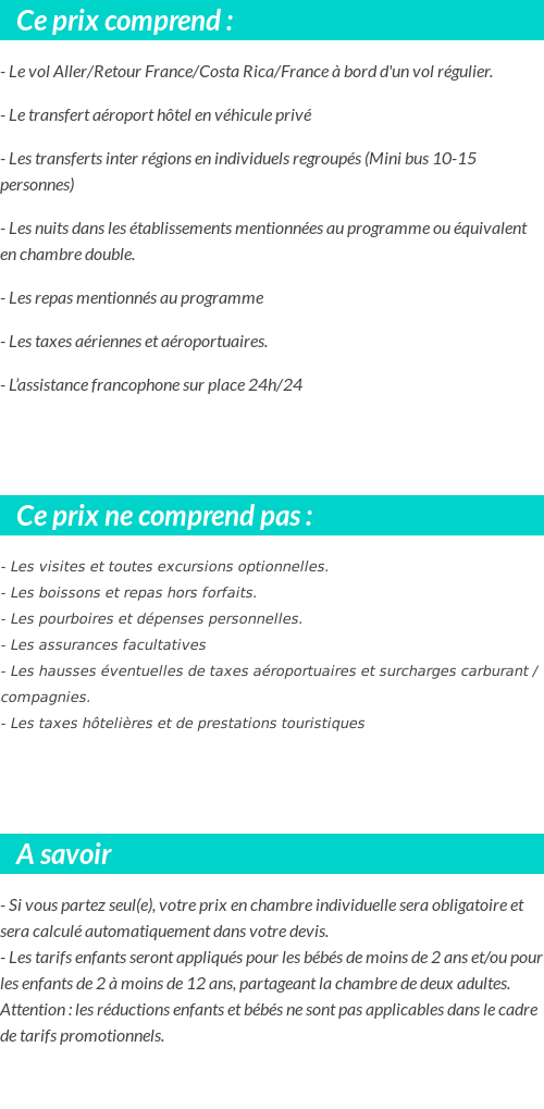 Conditions tarifaires