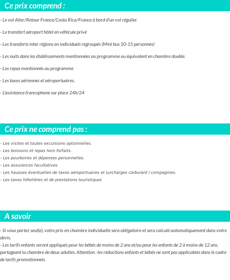 Conditions tarifaires