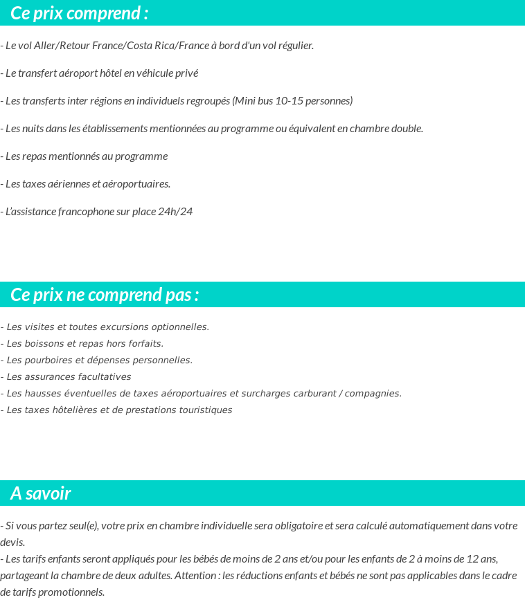 Conditions tarifaires