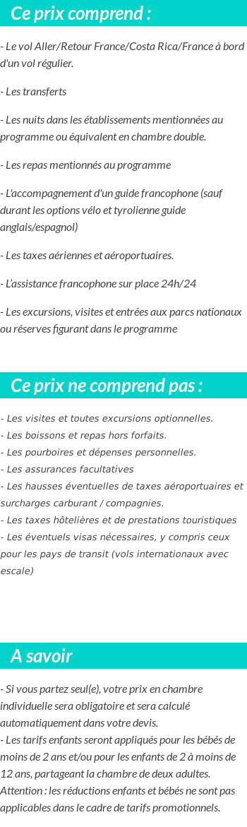 Conditions tarifaires