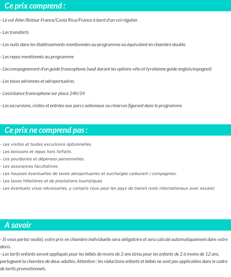 Conditions tarifaires