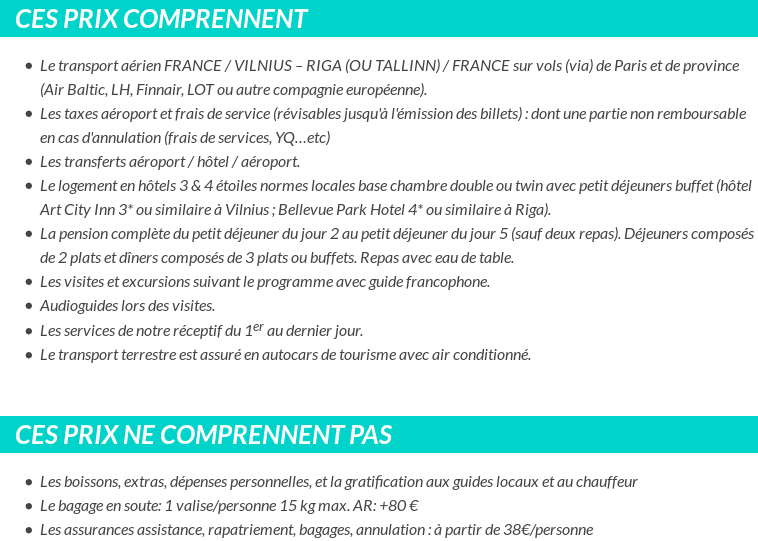 Conditions tarifaires