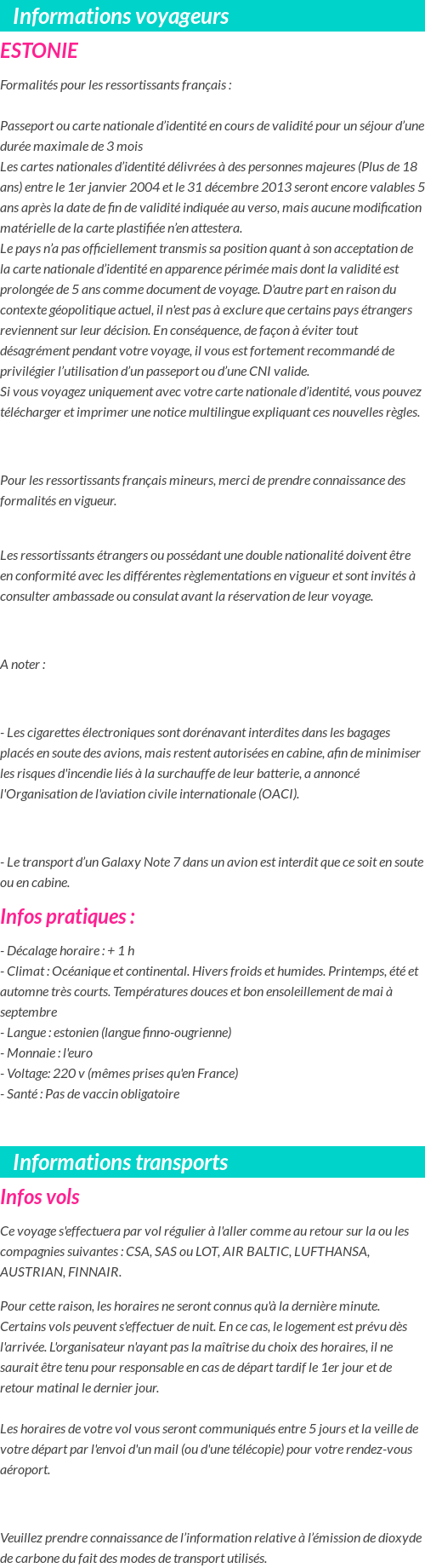 Formalités et infos voyageurs