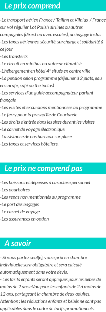 Conditions tarifaires