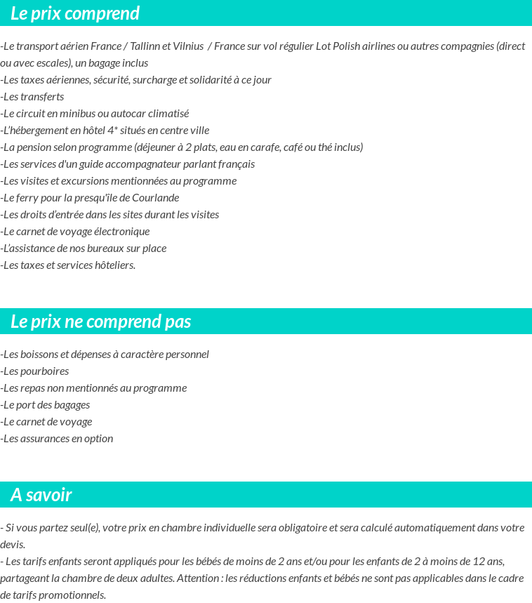 Conditions tarifaires