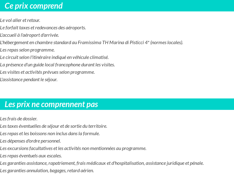 Conditions tarifaires