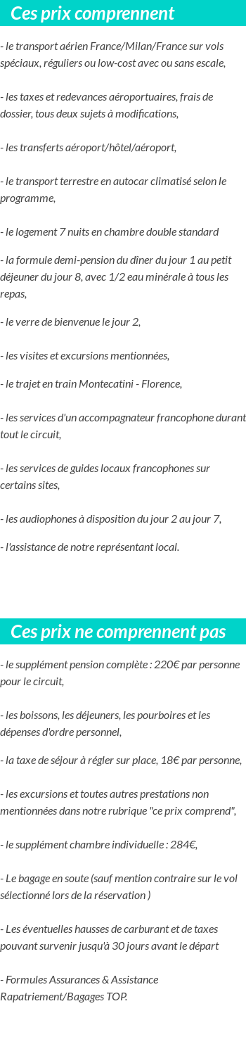 Conditions tarifaires