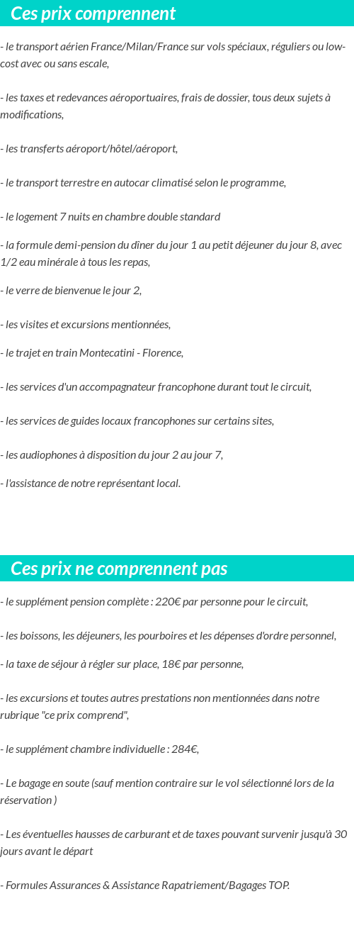 Conditions tarifaires