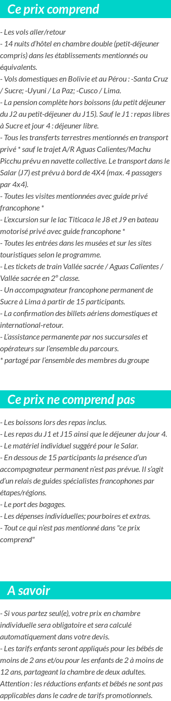 Conditions tarifaires