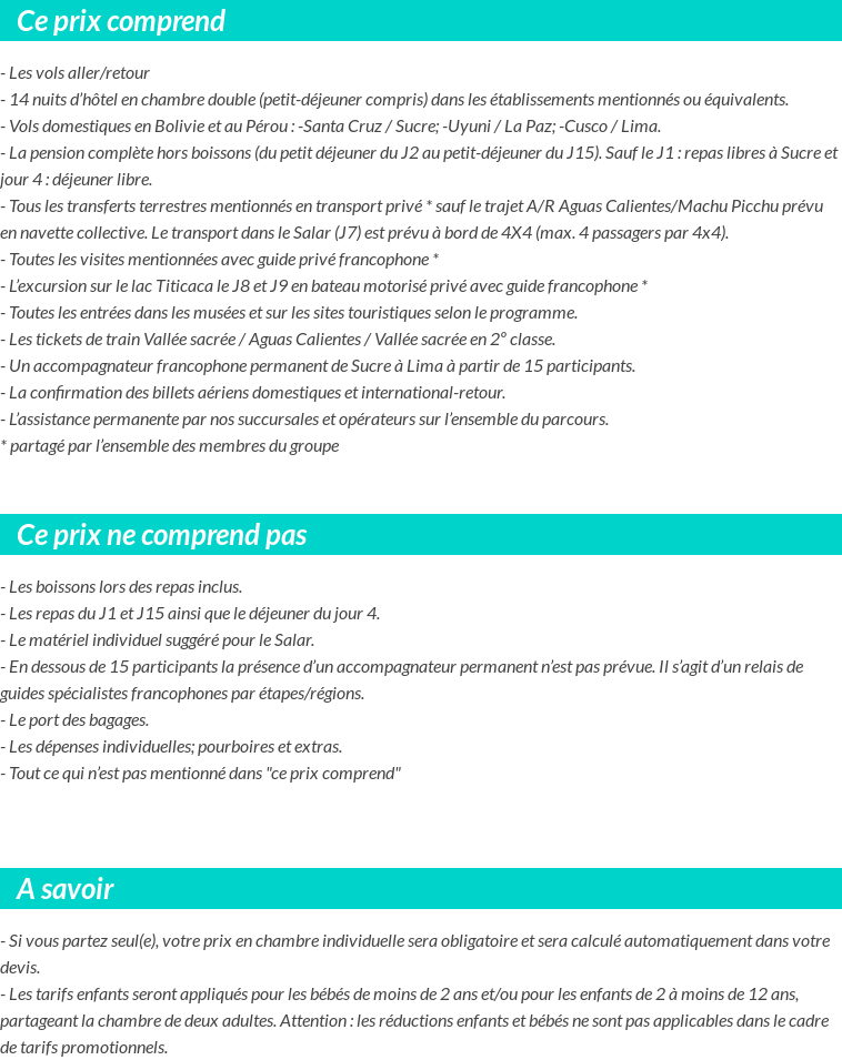 Conditions tarifaires