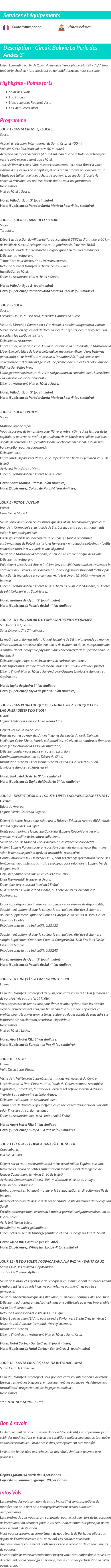 Détails du séjour