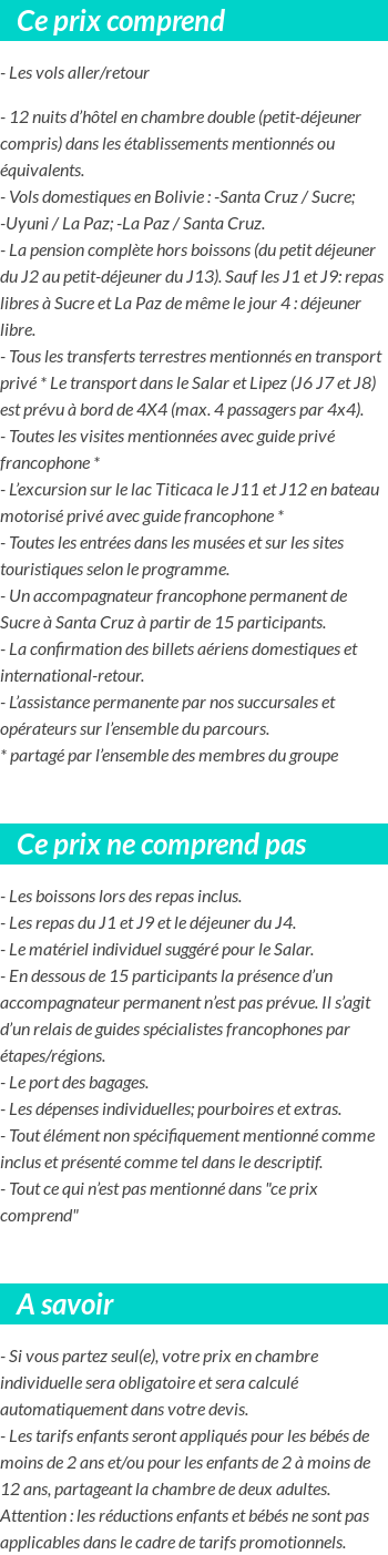 Conditions tarifaires