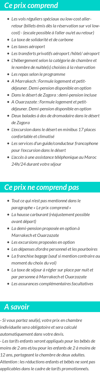Conditions tarifaires