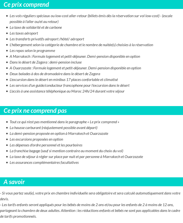 Conditions tarifaires