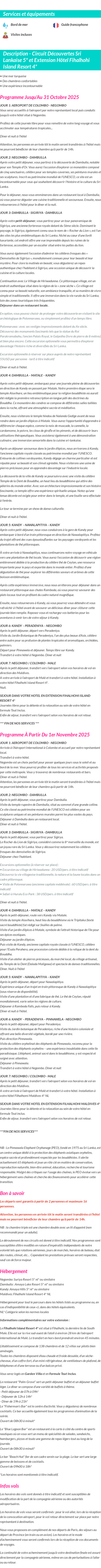 Détails du séjour