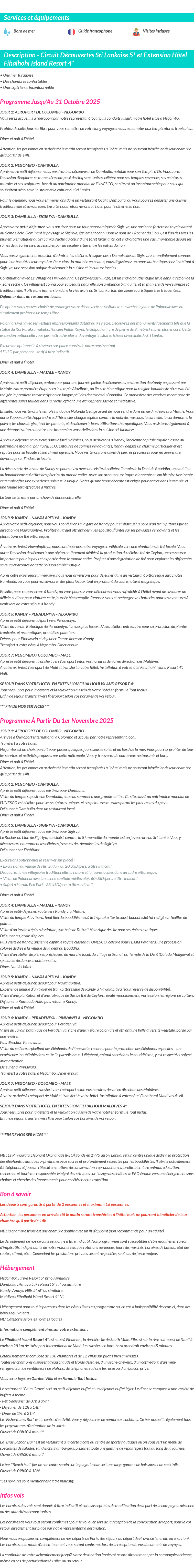 Détails du séjour