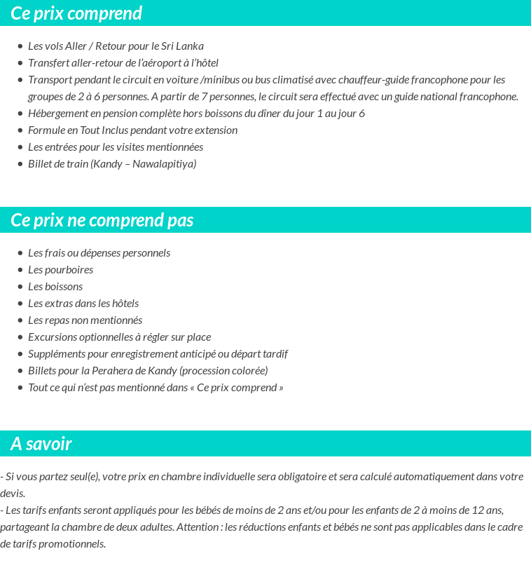 Conditions tarifaires