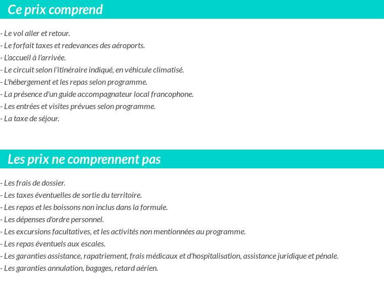 Conditions tarifaires