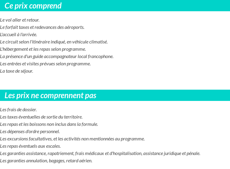 Conditions tarifaires