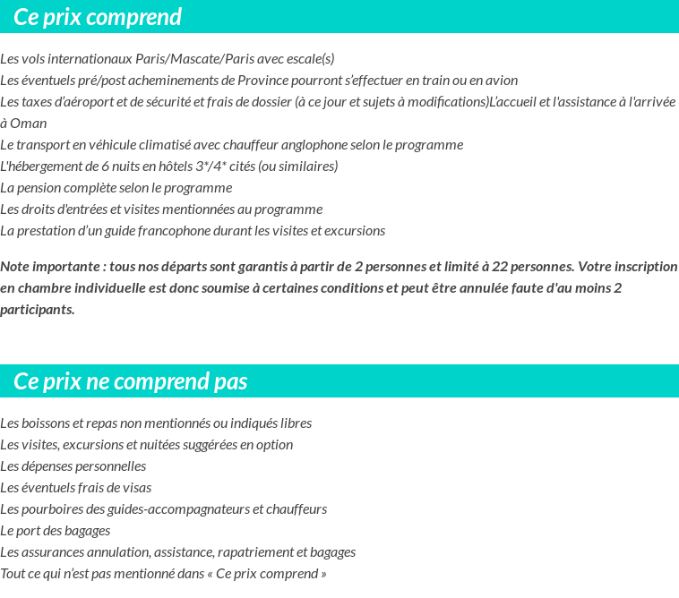 Conditions tarifaires